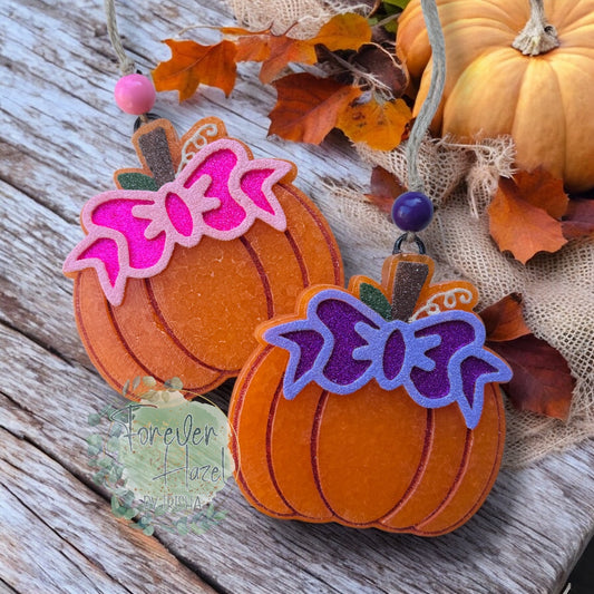 Pumpkin With Bow Freshie: Autumn Aroma Bead Air Freshener