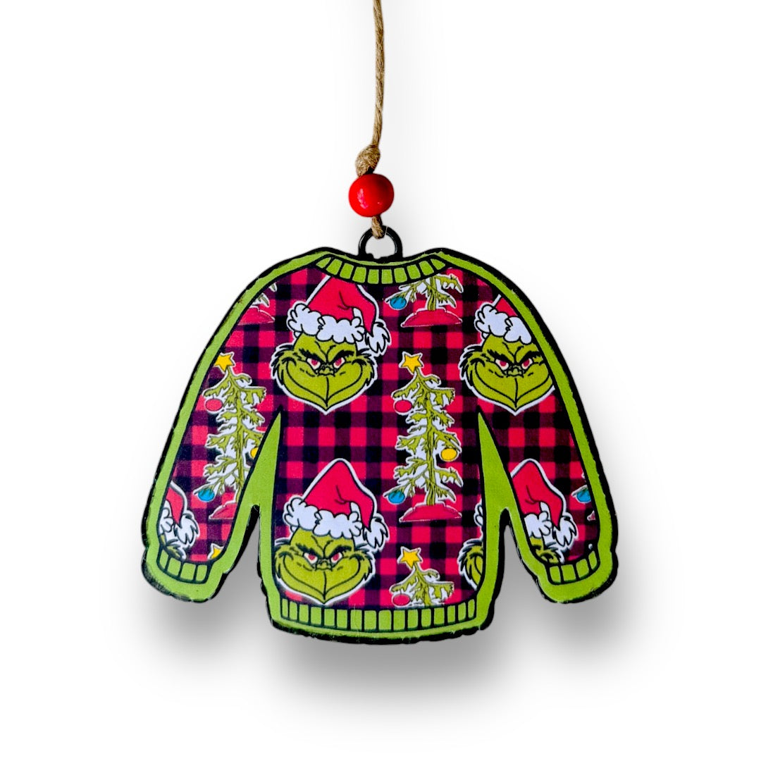 Green Man Plaid Ugly Christmas Sweater Freshie