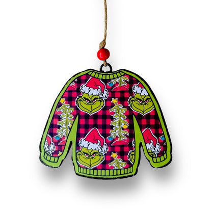 Green Man Plaid Ugly Christmas Sweater Freshie