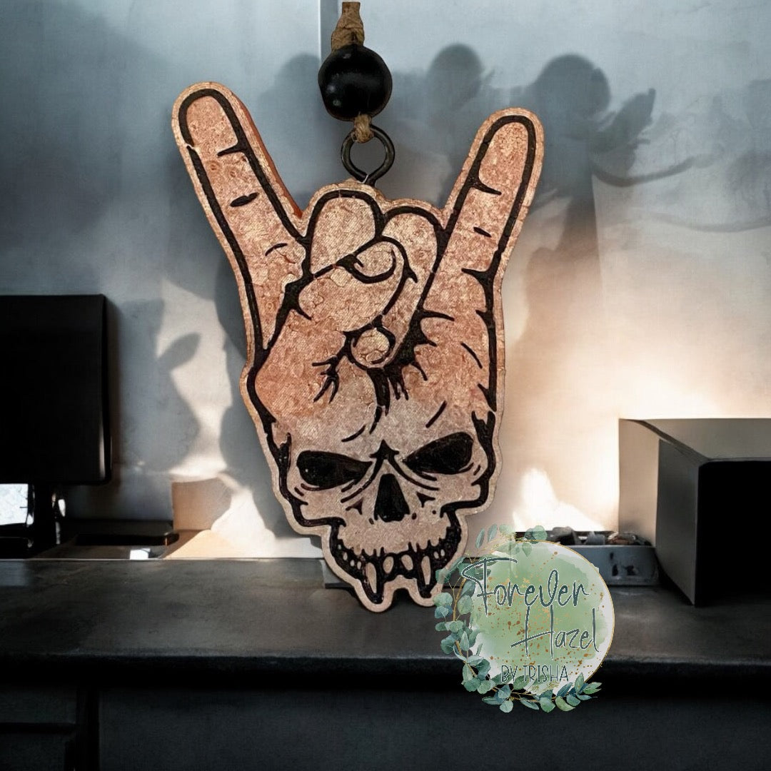 Rocker Hand With Skull Freshie
