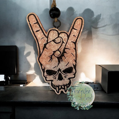 Rocker Hand With Skull Freshie
