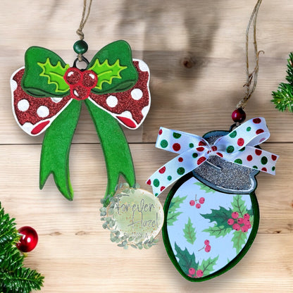Holly and Polka Dot Bow Freshie: Holiday Aroma Bead Air Freshener
