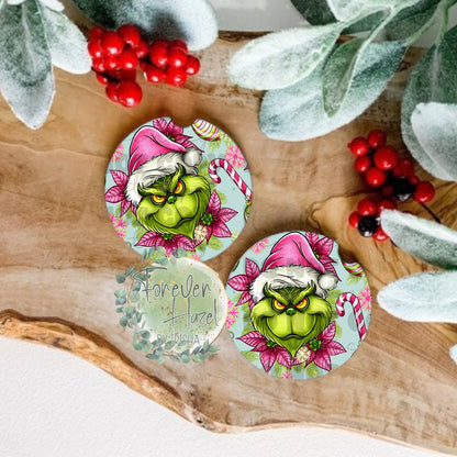 Green Man with Punk Pointsettias Coaster Set