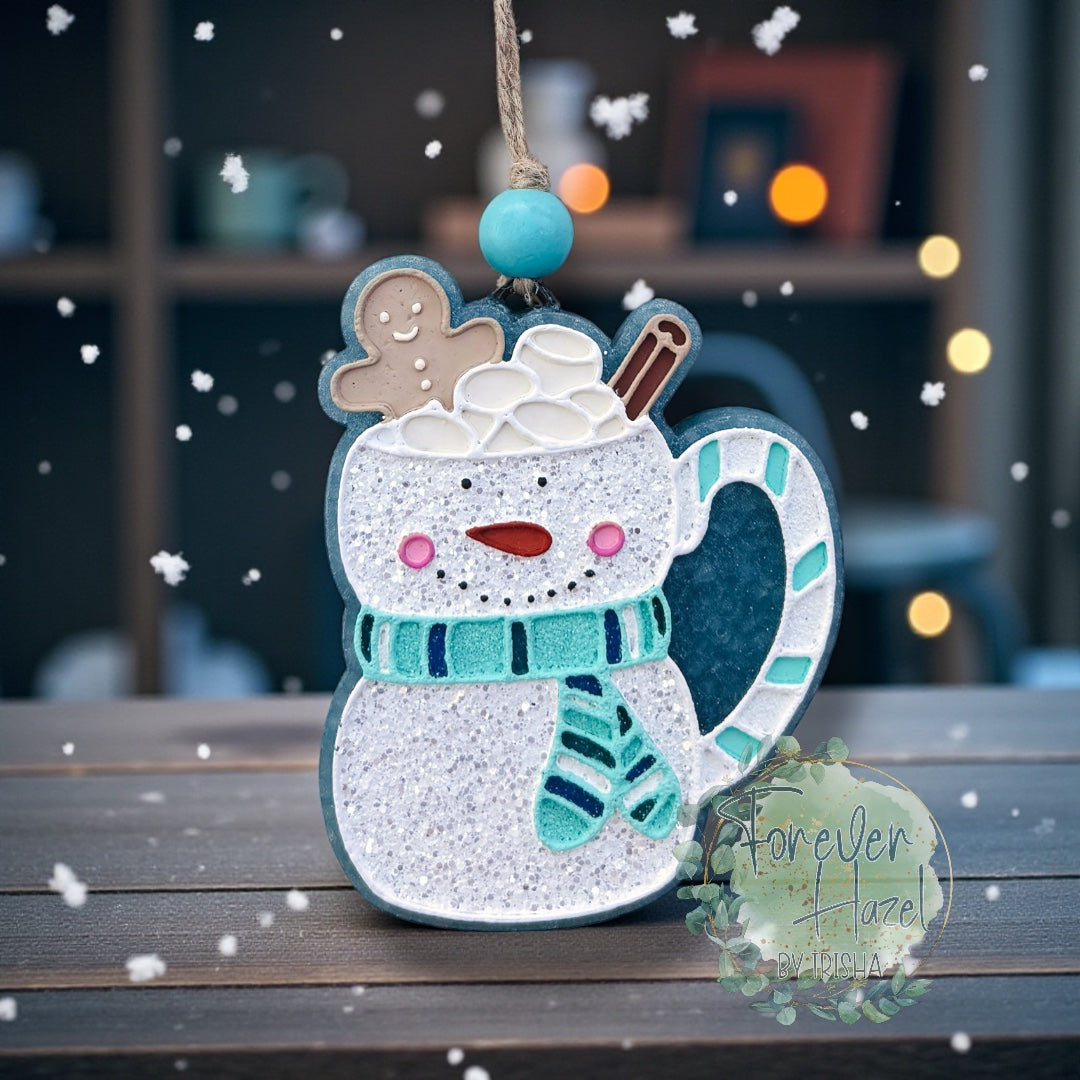 Snowman Mug Freshie: Christmas Aroma Bead Air Freshener