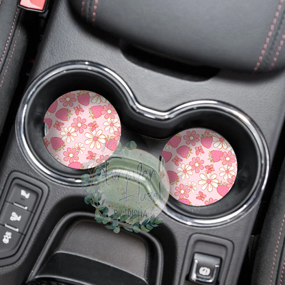 Strawberry Patch Car Coaster Set