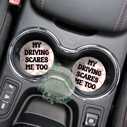 My Driving Scares Me Too Car Coaster Set
