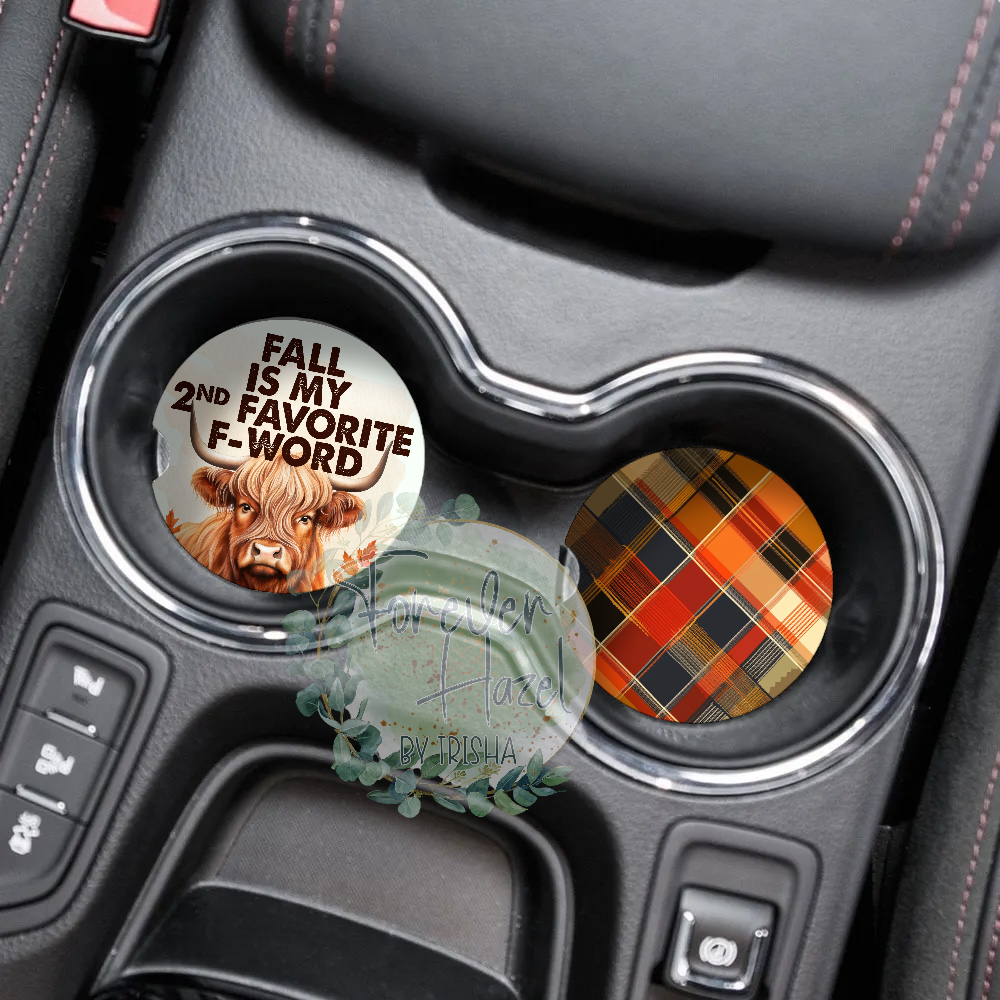 Fall Is My Second Favorite F Word Car Coaster Set