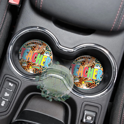 Cheetah Teacher Car Coaster Set