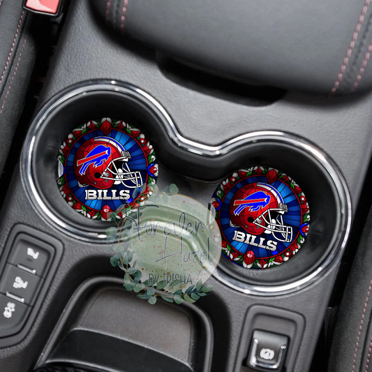 Stained Glass Buffalo Car Coaster Set