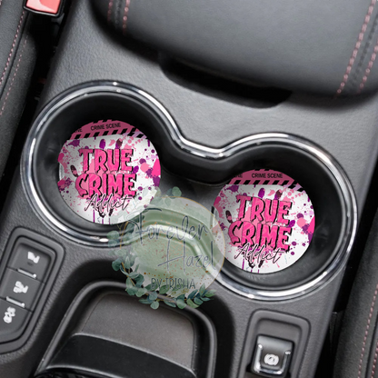 True Crime Addict Car Coaster Set