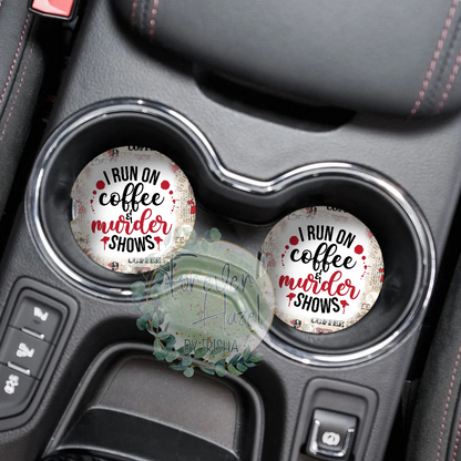 Coffee and Murder Shows Car Coaster Set