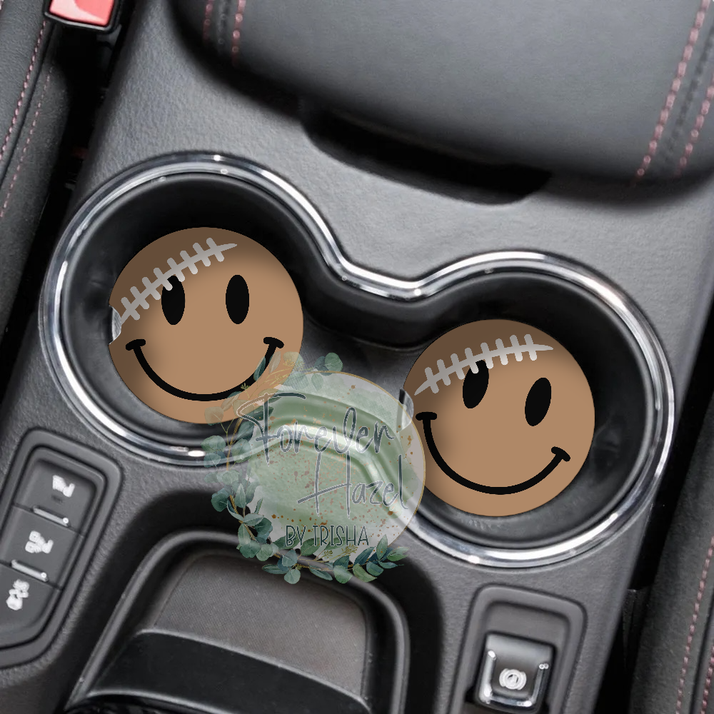 Football Smiley Car Coaster Set