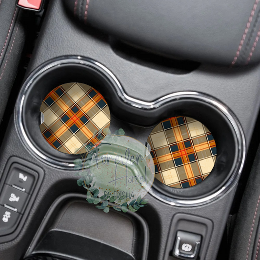 Autumn Plaid Car Coaster Set