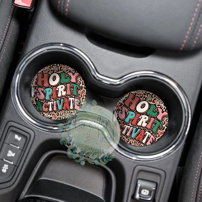 Holy Spirit Activate Car Coaster Set
