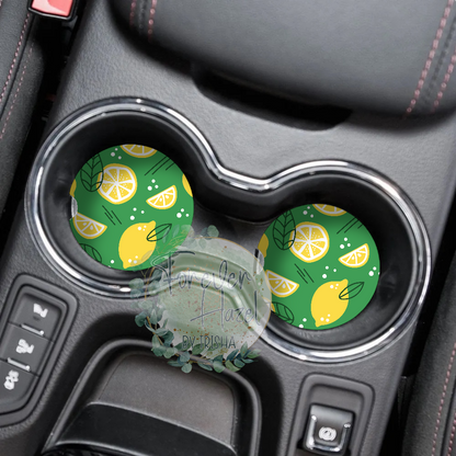 Squeeze The Day You Sour Bitch Lemon Car Coaster Set