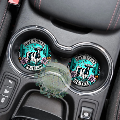 Not Today Heifer Car Coaster Set