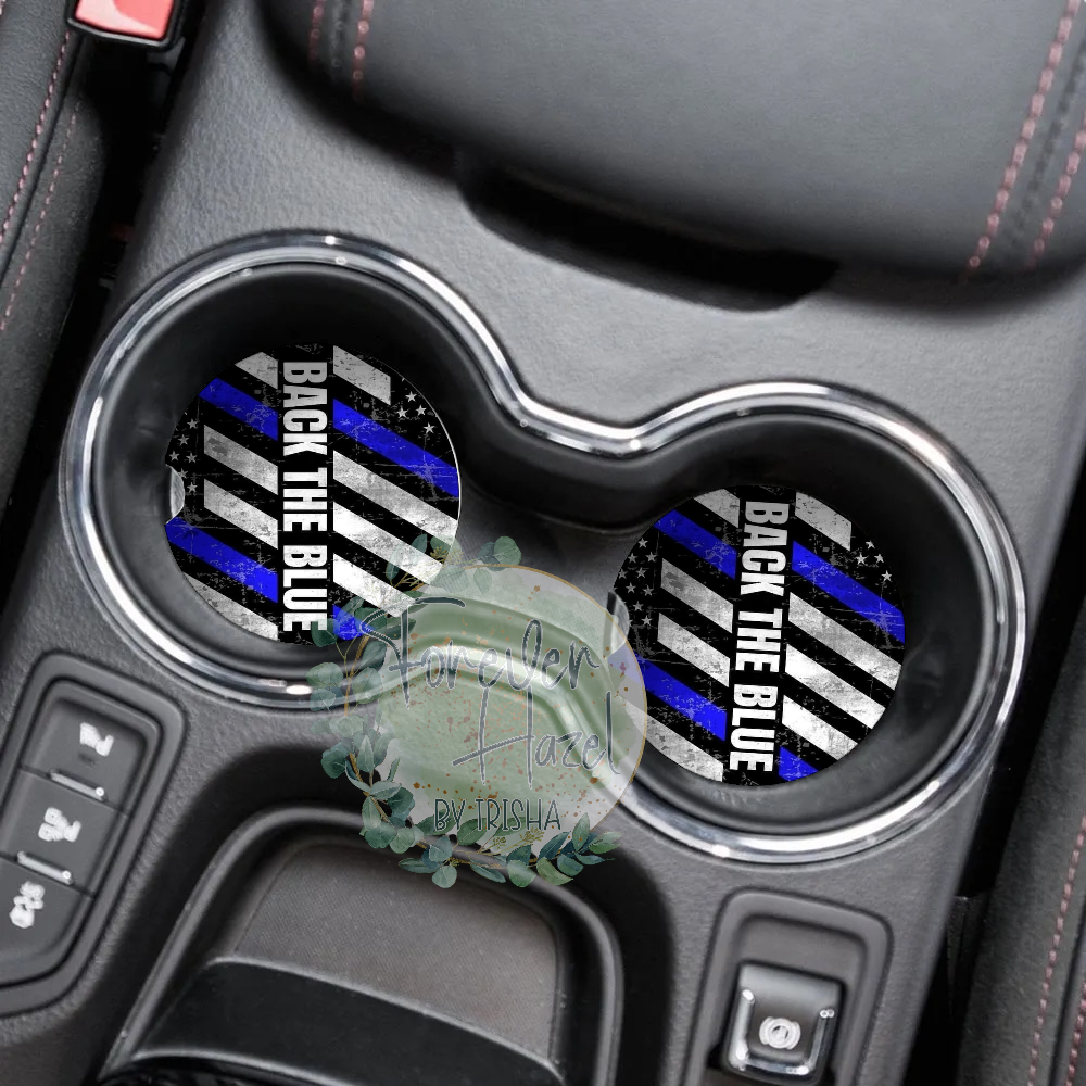 Back The Blue Car Coaster Set