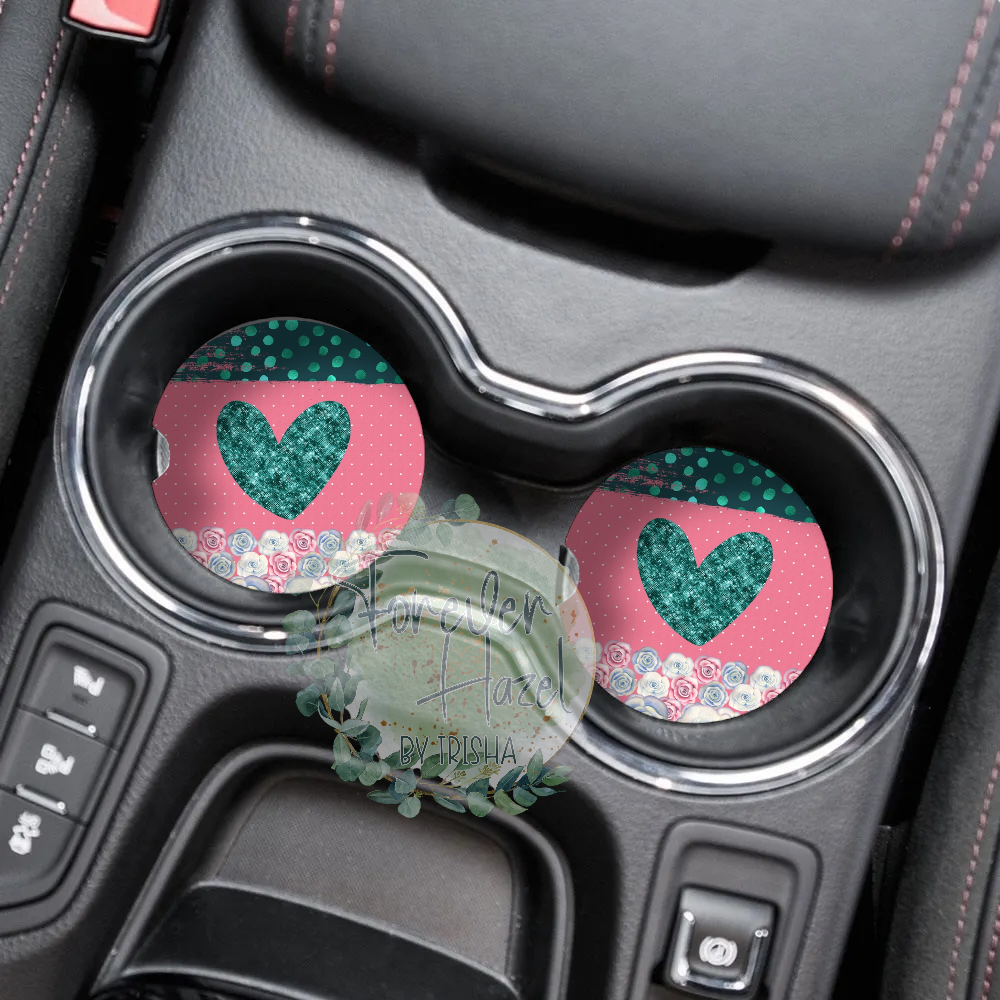 Patterned Heart Car Coaster Set