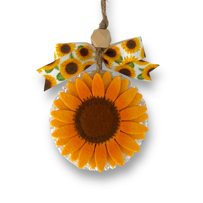Felt Sunflower Freshie | Sunflower Cow Tag Freshie