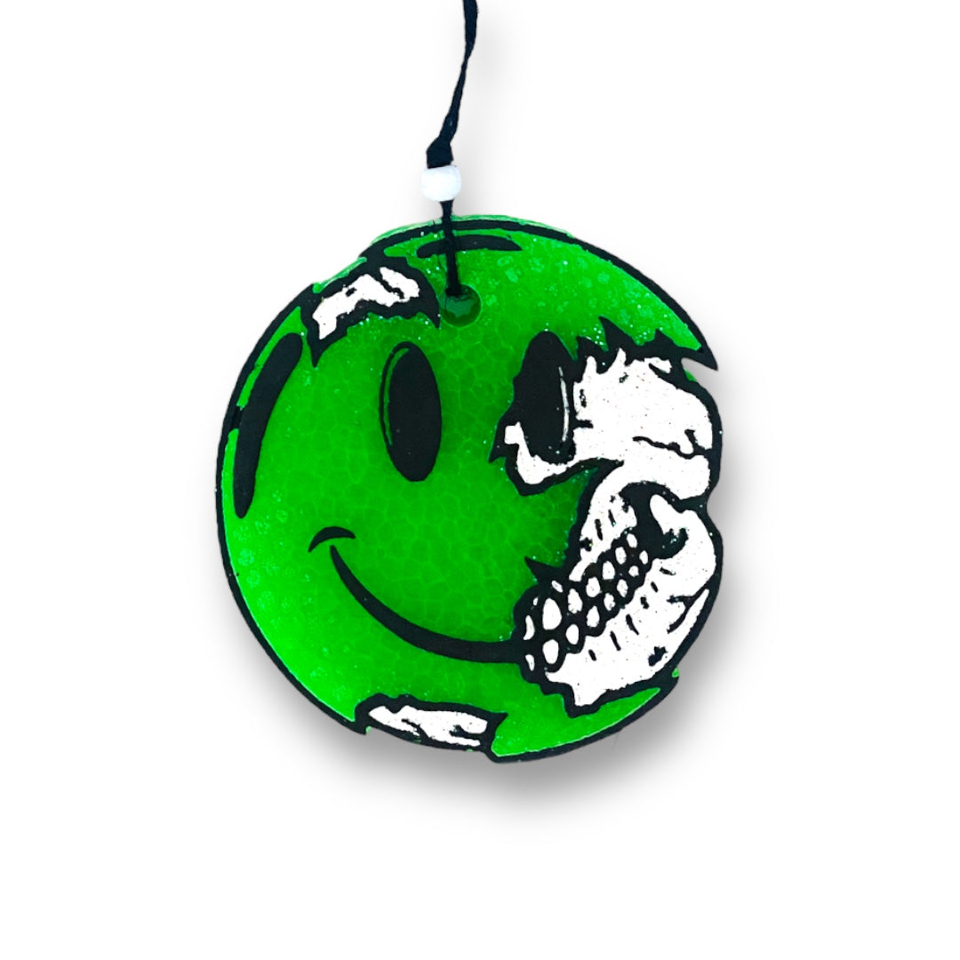 Two Face Green Smiley & Skull Freshie