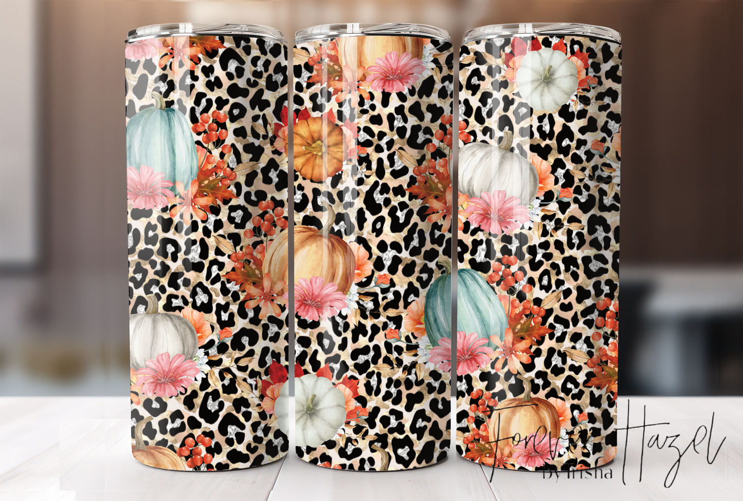 Cheetah, Fall & Pumpkins Tumbler