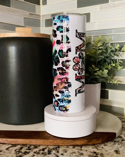 Rainbow Cheetah Fur Mom Tumbler