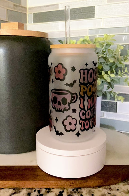 I Need Coffee To Focus 16oz Frosted Glass Can