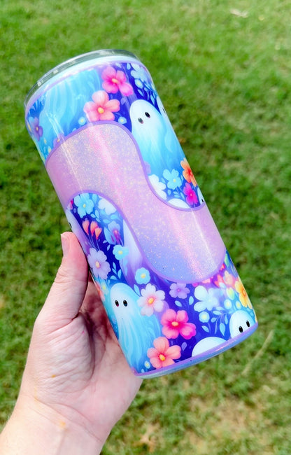 Pastel Floral Ghosts 20oz Shorty Stainless Steel Tumbler