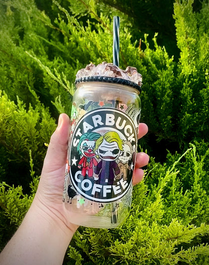 Spooky Characters Coffee 16oz Glass Can