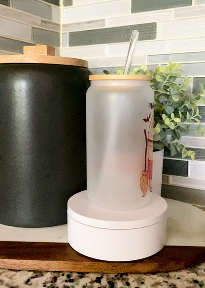 Even Witches Need Coffee 16oz Frosted Glass Can