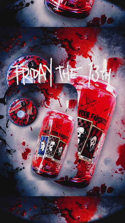 What’s Your Favorite Scary Movie 16oz Acrylic Snowglobe Drip Can