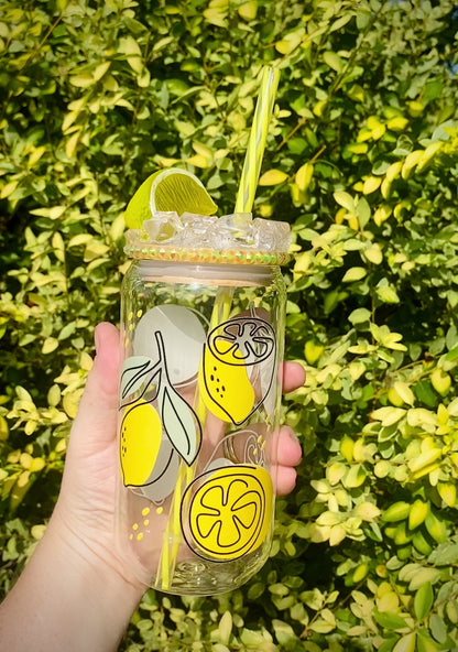 Lemons 16oz Glass Can