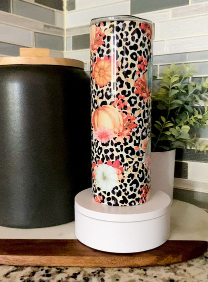 Cheetah, Fall & Pumpkins Tumbler