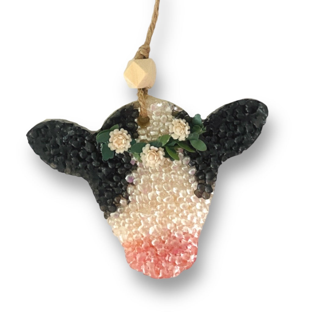 Cute Cow With Flowers Freshie