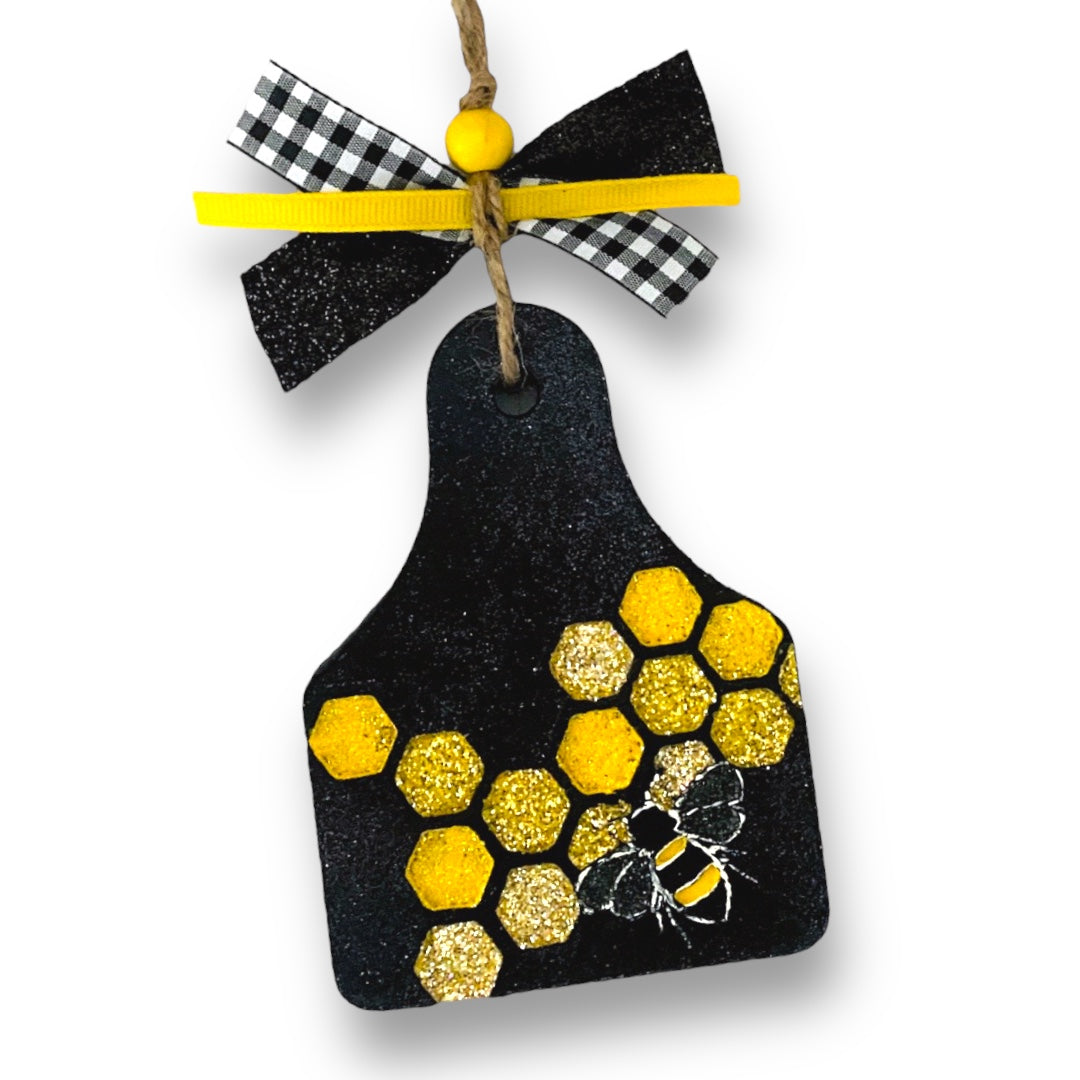 Honey Bee Cow Tag Freshie
